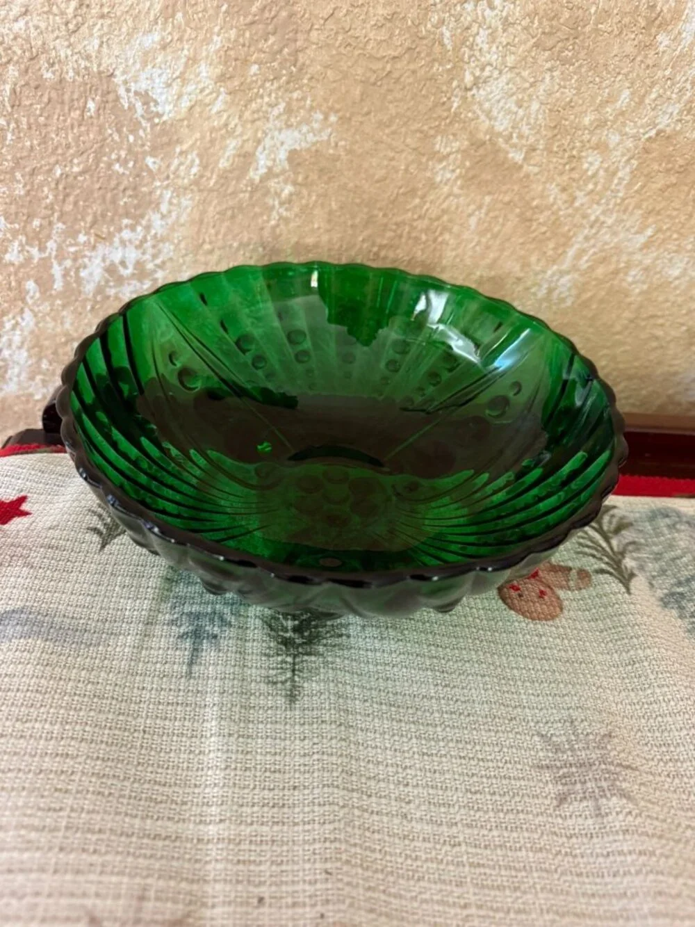 Anchor Hocking Forest Green Burple Footed Dessert Bowl 4 1/2”